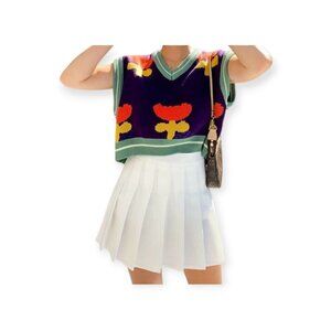 White Pleated Tennis Style Skort XXL Lightweight Summer Mini Skirt Women Casuals